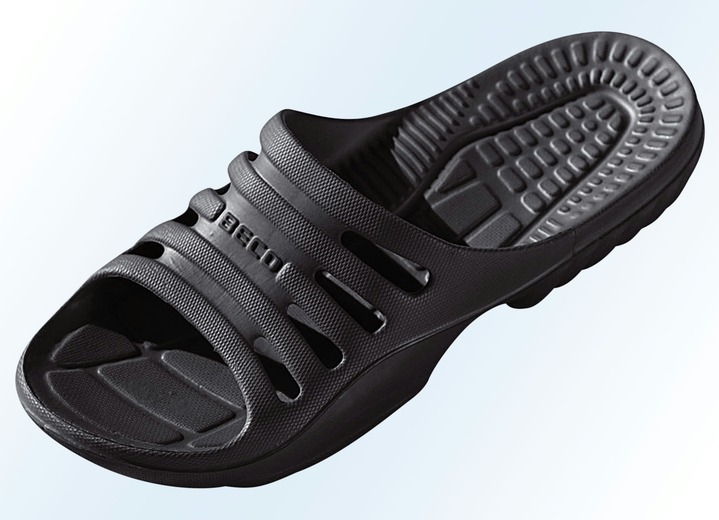 Bademode - Badeschuhe mit Massage-Fussbett, in Größe 036 bis 046, in Farbe SCHWARZ Ansicht 1