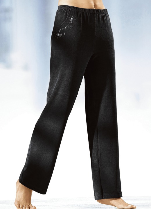 Freizeithosen - Hose mit hübscher Schmucksteinzier Freizeithosen - Hose mit hübscher Schmucksteinzier, in Größe 018 bis 056, in Farbe SCHWARZ