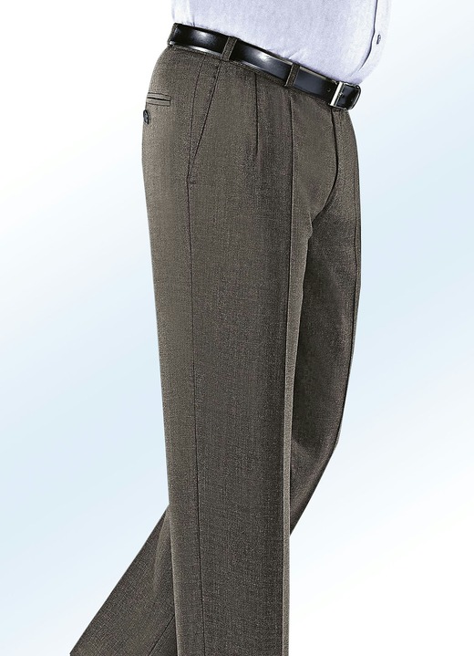 Herrenmode - «Klaus Modelle»-Unterbauchhose mit Gürtel , in Größe 025 bis 062, in Farbe MITTELBRAUN MELIERT Ansicht 1