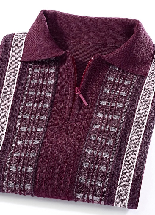 Hemden, Pullover & Shirts - Faszinierender Polopullover mit kurzem Reissverschluss Hemden, Pullover & Shirts - Faszinierender Polopullover mit kurzem Reissverschluss, in Größe 046 bis 062, in Farbe BORDEAUX MELIERT