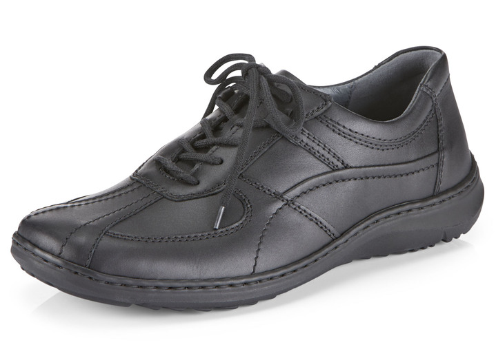 Slipper & Schnürschuhe - Waldläufer, bequeme Herren-Schnürschuhe, Weite H, mit herausnehmbarem Fussbett, in Größe 10 bis 9 1/2, in Farbe SCHWARZ Ansicht 1