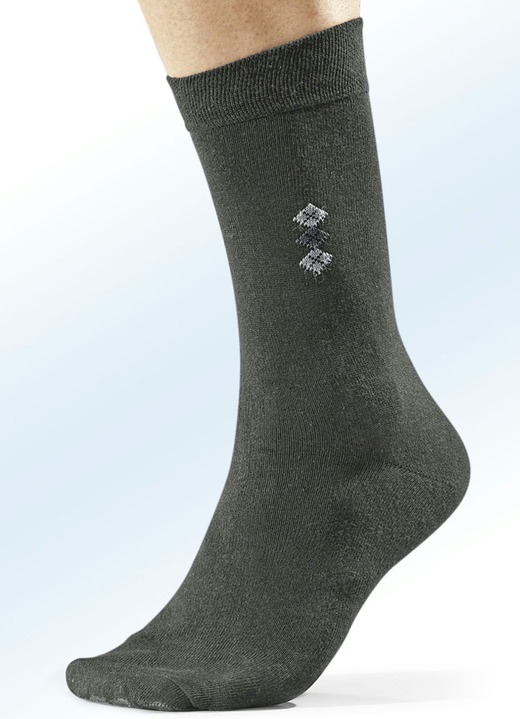 Unterwäsche - Achterpack Socken mit flachgenähter Spitze, in Größe Gr. 1 (Schuhgröße 39-42) bis Gr. 3 (Schuhgröße 47-50), in Farbe 4x ANTHRAZIT MIT MOTIV, 4x UNI ANTHRAZIT Ansicht 1