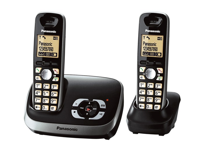 - Einfach zu bedienendes Panasonic Grosstasten-Telefon, in Farbe SCHWARZ, in Ausführung Großtasten-Telefon mit AB und zusätzlichem Mobilteil