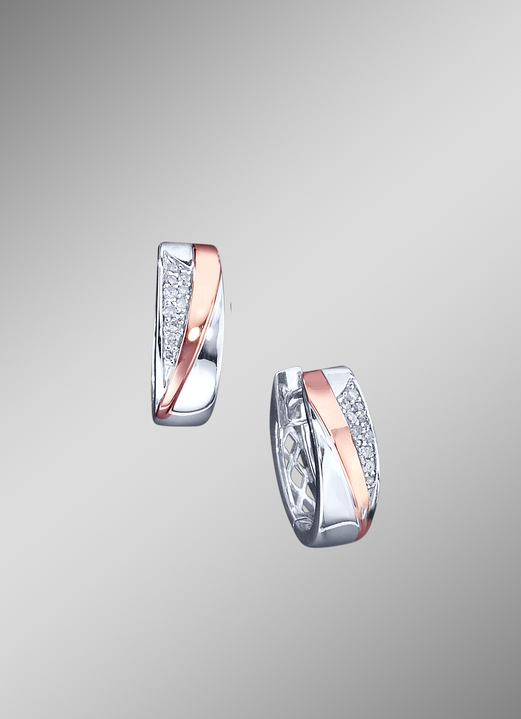 Schmuck & Uhren - Hochwertige Klappcreolen mit Diamanten, in Farbe