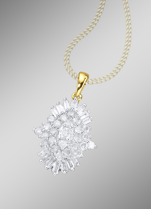 mit Diamanten - Anhänger mit Brillanten und Baguette-Diamanten, in Farbe