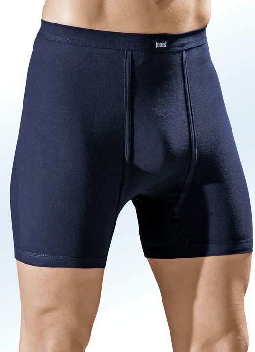 Unterwäsche - Dreierpack Unterhosen aus Feinripp mit Eingriff, uni bunt, in Größe 005 bis 011, in Farbe 2X MARINE, 1X HELLGRAU