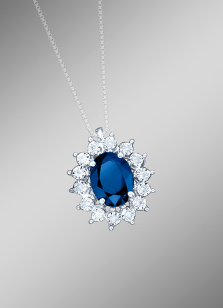 Anhänger mit echt Safir und Diamanten