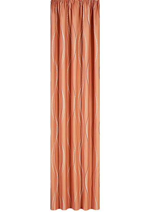 Modern - Übervorhang mit Wellen-Dessin und Universalschienenband, in Größe 364 (Dekoschal, 150x132 cm) bis 456 (Dekoschal, 245x132 cm), in Farbe TERRA Ansicht 1