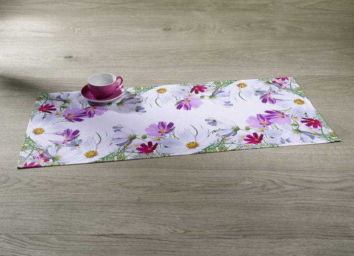 Tischdecken - Tisch- und Raumdekoration «Blüten-Motive», in Größe 130 (Deckchen, 35/ 50 cm) bis 404 (Kissenhülle, 40/ 40 cm), in Farbe WEISS/BUNT Ansicht 1