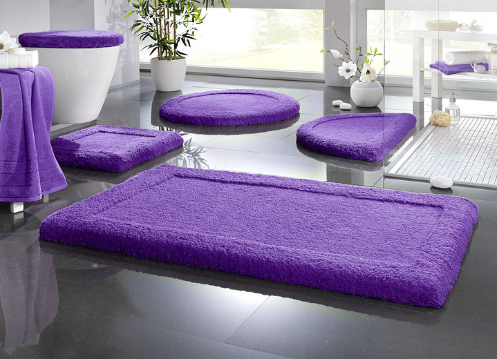 Badgarnituren - Premium Badgarnitur Superfine Microfaser, in Größe 100 (Vorleger halbrund, 50/ 80 cm) bis 110 (Hänge-WC-Garnitur, 2-teilig), in Farbe LILA Ansicht 1