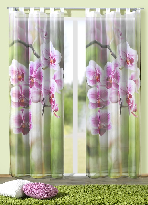 - Fensterdekoration «Orchideenblüten» in verschiedenen Ausführungen, in Größe 365 (H145xB120 cm) bis 572 (H245xB120 cm), in Farbe , in Ausführung Mit Schlaufen