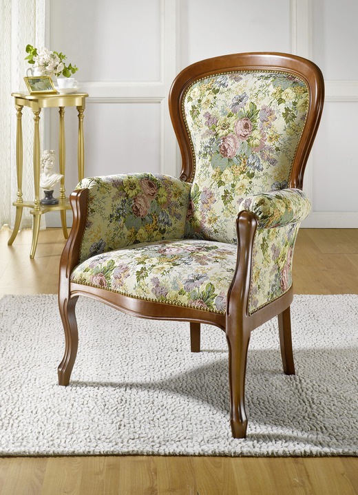 - Sessel aus massivem Buchenholz, in Farbe NUSSBAUM