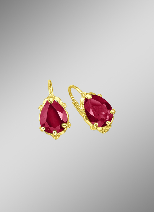 mit Edelsteinen - Ohrschmuck mit echten Granat-Tropfen, in Farbe