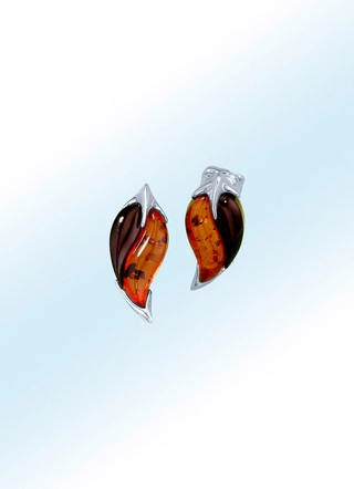 Ohrstecker mit echten cognac- und granatfarbenen Bernsteinen