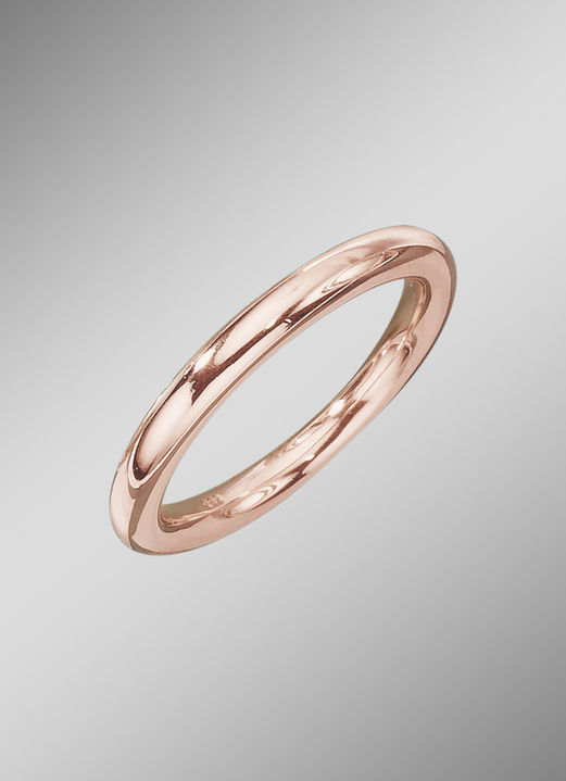 ohne Steine / mit Zirkonia - Hochglänzender Partnerring aus Roségold, in Größe 160 bis 240, in Farbe