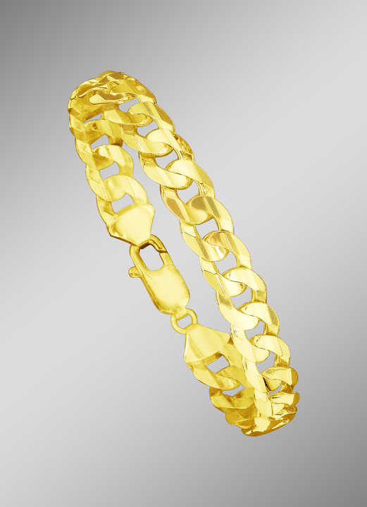 Halsketten & Armbänder - Vollmassives, diamantiertes Panzerketten-Armband, in Farbe