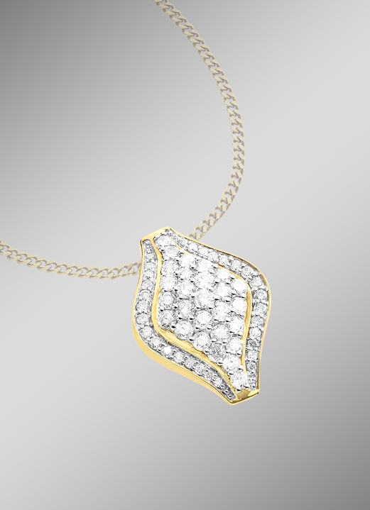 mit Diamanten - Stark ausgefasster Anhänger mit Brillanten, in Farbe