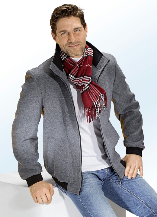 Herrenmode - Blouson mit Kaschmir und Schubtaschen in 2 Farben, in Größe 026 bis 060, in Farbe MARINE