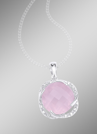 Anhänger mit Rosenquartz und Weisstopas2