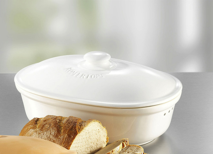 - Römertopf Brottopf aus Naturton , in Farbe WEISS
