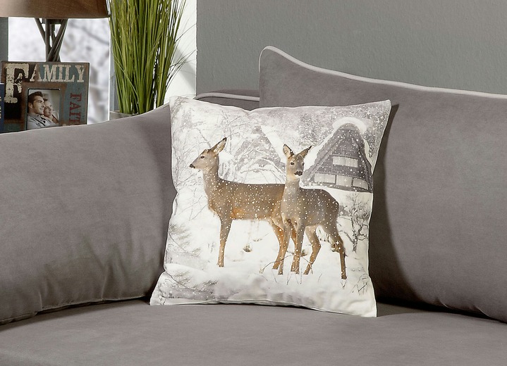 Wohnaccessoires - Kissenbezug «Rehe», in Farbe REHE IM SCHNEE