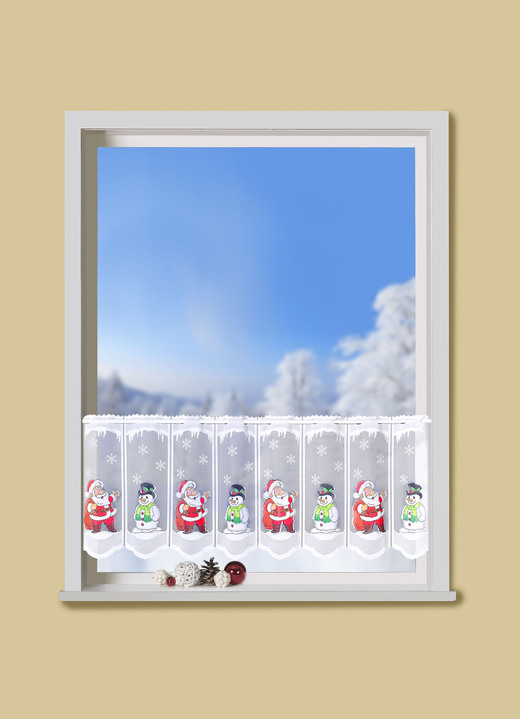 - Kurzvorhang «Winter», in Größe 824 (H50xB105 cm) bis 830 (H50xB165 cm), in Farbe NIKOLAUS Ansicht 1
