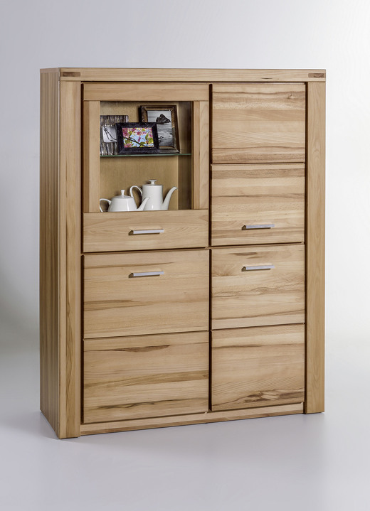 Vitrinen & Highboards - Highboard mit Massivholzfronten, in Farbe KERNBUCHE Ansicht 1