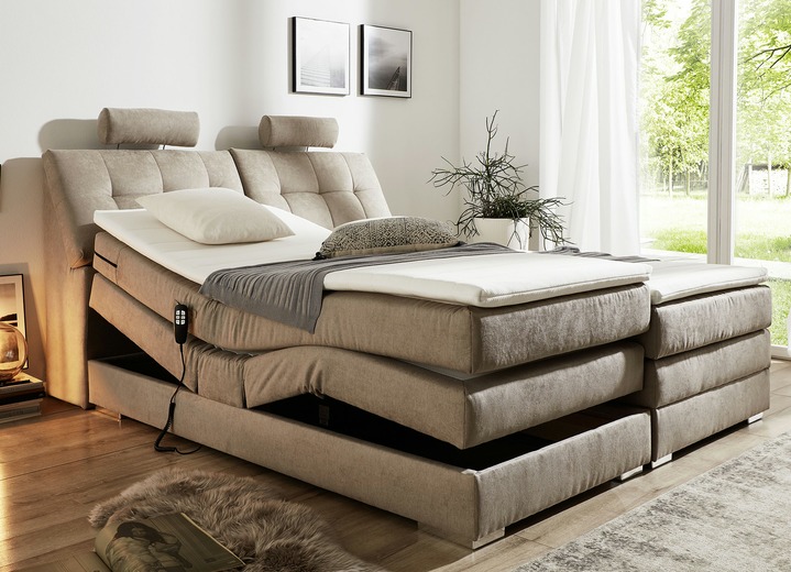 - Motor-Boxspringbett mit verstellbarem Kopf- und Fußteil, in Farbe SAND