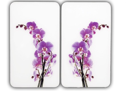 WENKO Herdabdeckplatten Orchidee, 2-er Set
