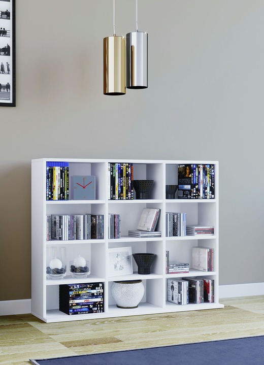 Kleinmöbel - Regal aus Holzstruktur-Nachbildung, in Farbe WEISS, in Ausführung Regal, klein Ansicht 1