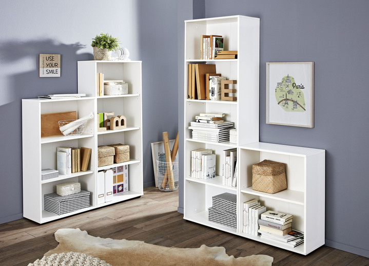 Regale & Schränke - Klassische Regal-Serie mit Kunststofffüssen, in Farbe WEISS, in Ausführung Regal, 2 Fächer Ansicht 1