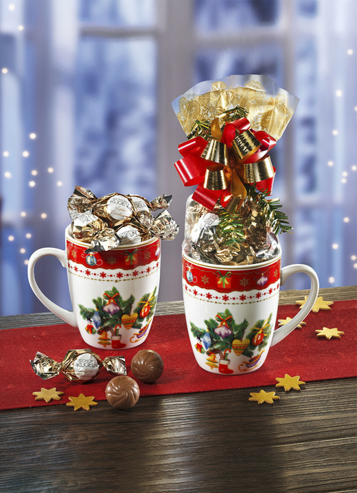 - Weihnachtstasse, 2er-Set, inklusive süsser Füllung, in Farbe BUNT