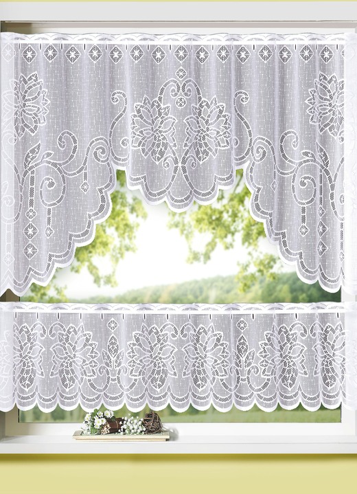 - Fensterset mit Stangendurchzug 2-teilig, in Größe 309 (75x100 + 28x100 cm) bis 315 (75x150 + 28x150 cm), in Farbe WEISS