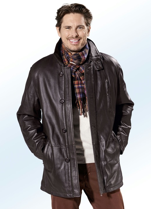 Ledermode - Lederjacke mit Reissverschluss-Doppeltaschen Ledermode - Lederjacke mit Reissverschluss-Doppeltaschen, in Größe 046 bis 062, in Farbe BORDEAUX