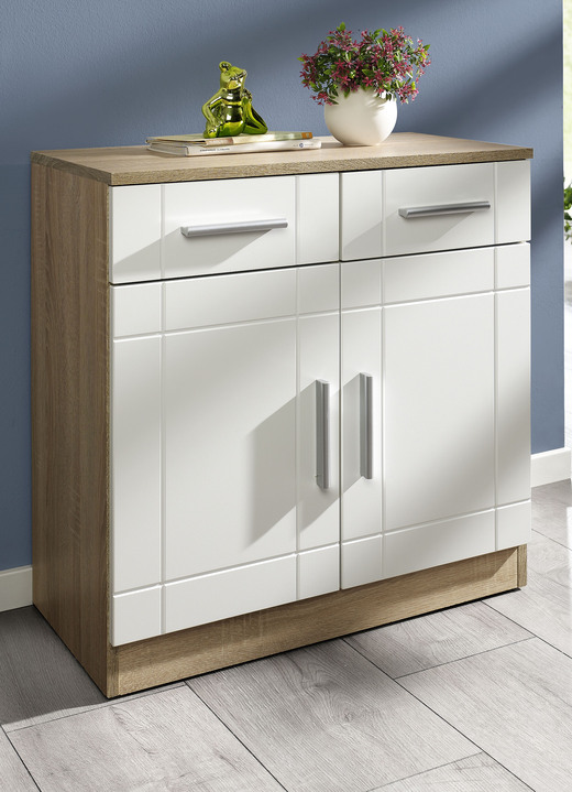 Sideboards & Kommoden - Moderne Kommode mit matten Tiefzieh-Fronten, in Farbe WEISS EICHE SONOMA, in Ausführung Kommode, 2-türig Ansicht 1