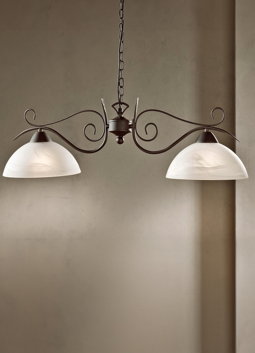 Lampen & Leuchten - Pendellampe, 2-flammig, mit Gestell aus rostfarbenem Stahl, in Farbe ROST