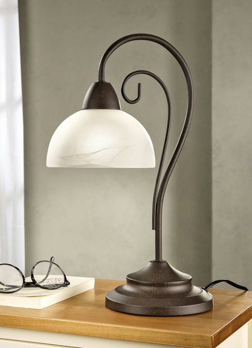 Lampen & Leuchten - Tischlampe mit Gestell aus antik rostfarbenem Metall, in Farbe ROST