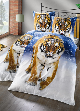 Bettwäsche-Garnitur «Tiger im Schnee»