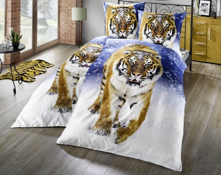 Bettwäsche-Garnitur «Tiger im Schnee»