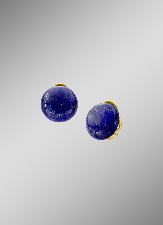 - Vergoldete Ohrclips mit Lapislazuli, in Farbe  Ansicht 1