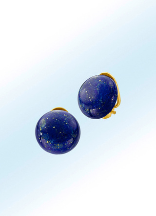 Vergoldete Ohrclips mit Lapislazuli