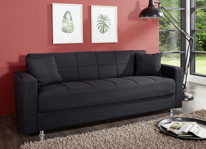 Bettsofas - Klick-Klack-Sofa mit Dekokissen, in Farbe SCHWARZ Ansicht 1