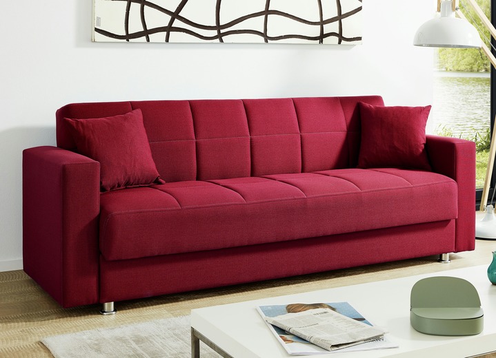 Bettsofas - Klick-Klack-Sofa mit Dekokissen, in Farbe ROT Ansicht 1