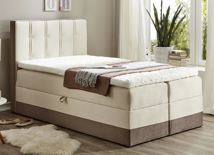 Betten - Boxspringbett mit Topper und 2 Bettkästen, in Farbe BEIGE-BRAUN Ansicht 1