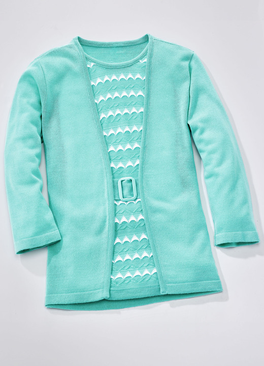 Pullover - Pullover in Twinset-Optik Pullover - Pullover in Twinset-Optik, in Größe 036 bis 052, in Farbe AQUA-WEISS