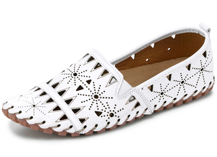 Komfortschuhe - Gemini, sommerliche Damen-Slipper, Weite G, mit herausnehmbarem Fußbett, in Größe 036 bis 042, in Farbe WEISS Ansicht 1