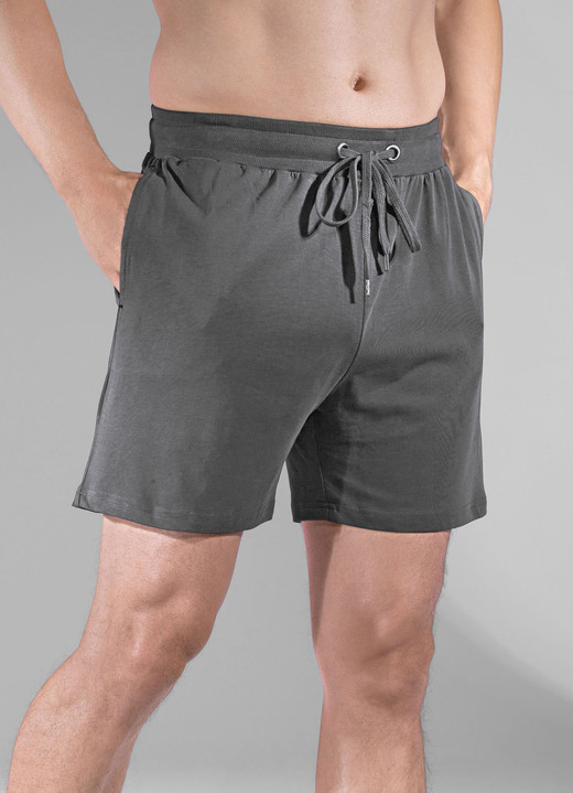 Nachtwäsche - Zweierpack Pyjama- und Freizeithosen kurz mit Durchzugsband Nachtwäsche - Zweierpack Pyjama- und Freizeithosen kurz mit Durchzugsband, in Größe 046 bis 062, in Farbe 1X PETROL, 1X ANTHRAZIT