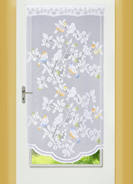 Romantisch - Fenster- und Türbehang Vögelchen, verschiedene Farben, in Größe 309 (2xH 80xB40 cm) bis 349 (H180xB90 cm), in Farbe COLORIERT Ansicht 1