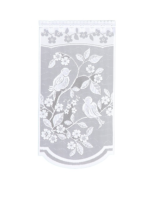 Romantisch - Fenster- und Türbehang Vögelchen, verschiedene Farben, in Größe 309 (2xH 80xB40 cm) bis 349 (H180xB90 cm), in Farbe WEISS Ansicht 1