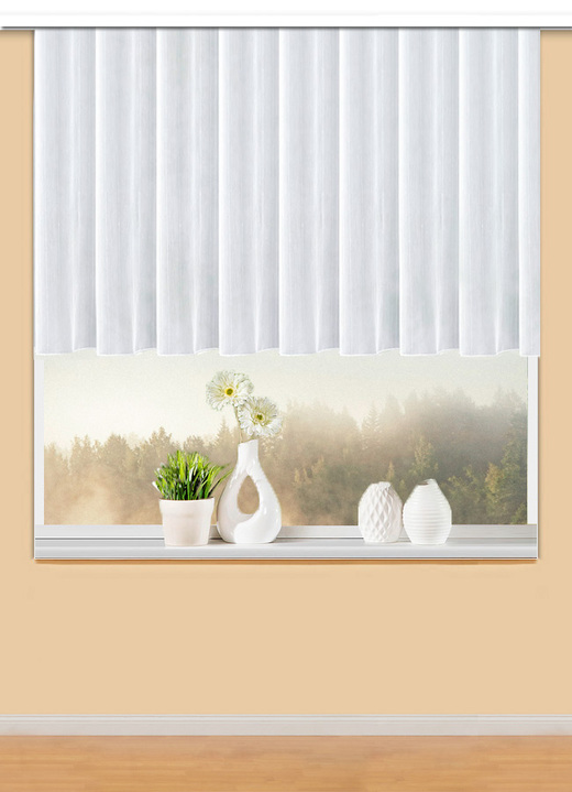 - Halbtransparenter Blumenfenster-Store, in Größe 120 (95x300 cm) bis 174 (155x600 cm), in Farbe WEISS Ansicht 1